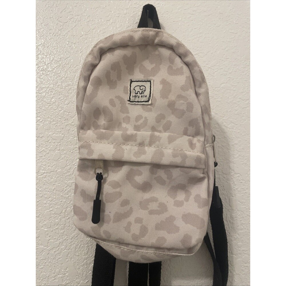 Ivory Ella Animal Print Canvas Mini Backpack Handbag Bag Preppy Lagenlook